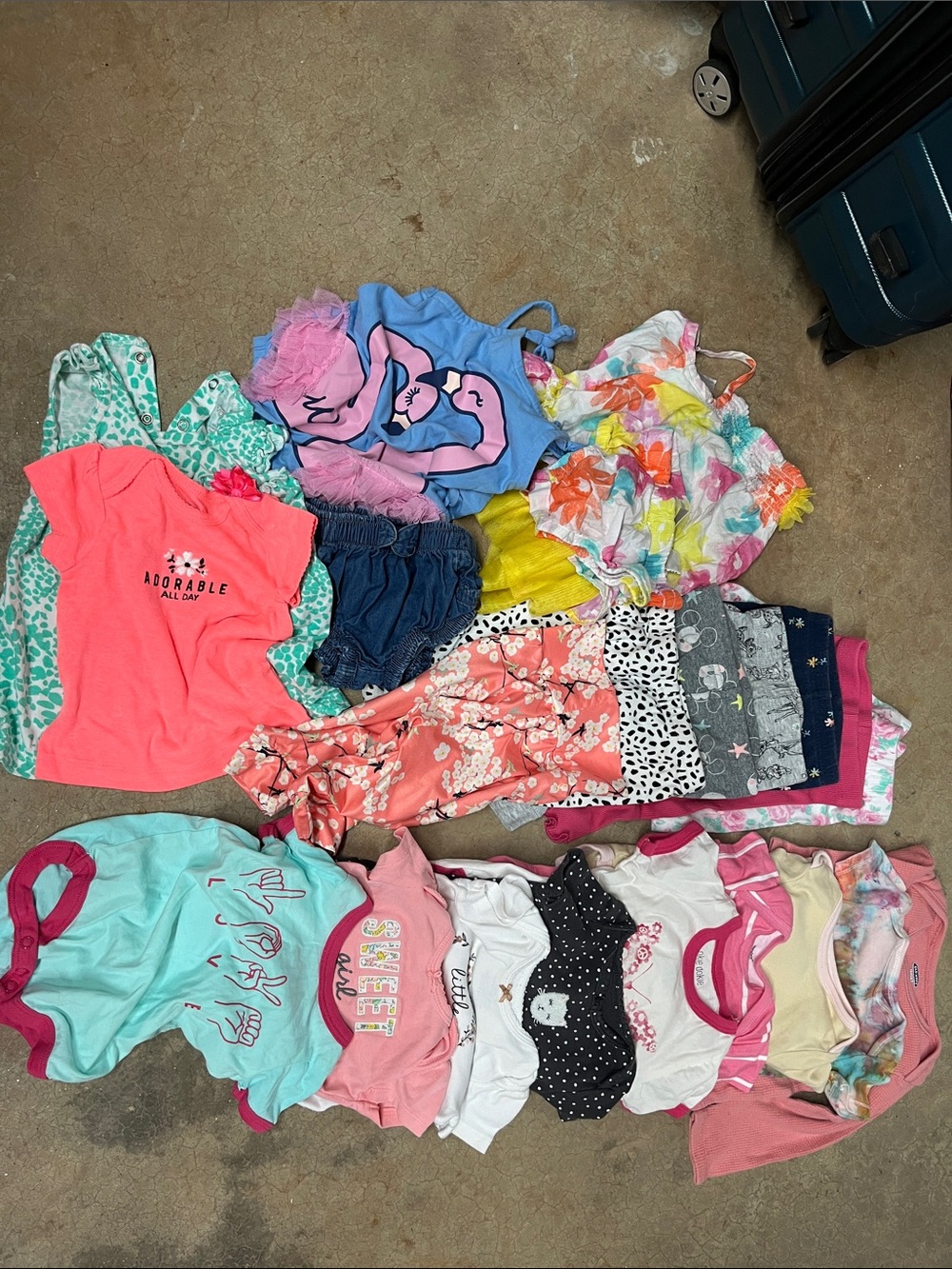 Girls Mixed Summer Clothing Bundle in Bright Pinks, Teal & Floral Prints
